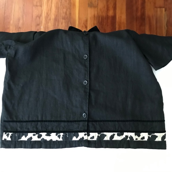 HOT COTTON 100% Linen Blouse Button Down Tunic Top Black Women’s Plus Size 2X - Picture 4 of 16